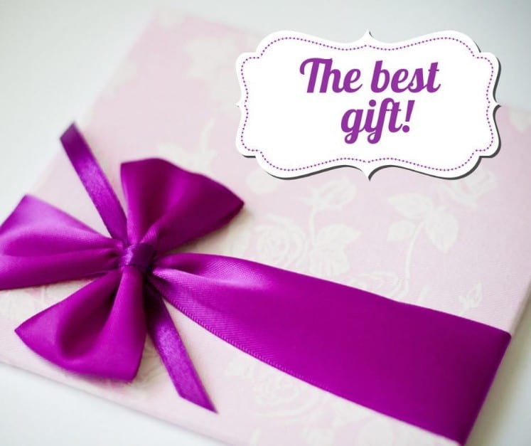 A purple ribbon with a bow.