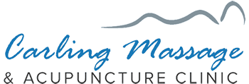 The logo of Carling Massage & Acupuncture Clinic features blue cursive text and gray accent lines, reflecting the serene expertise of your trusted massage therapist in Ottawa.